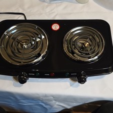 Mainstays Double Burner Electric Hot Plate 1500W Black Countertop 2 Burners