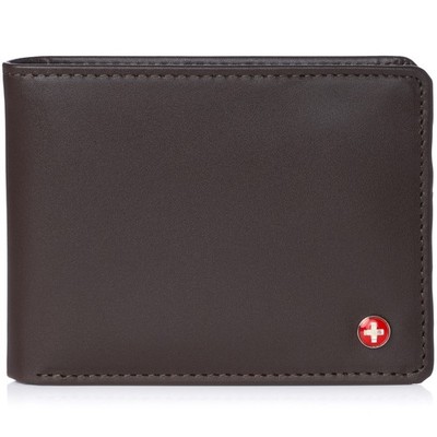 Alpine Swiss Portafoglio Uomo In Vera Pelle Di Vacchetta Con Protezione RFID - Modello Connor Bifold Passcase - Colore Oliva, Confezione Regalo