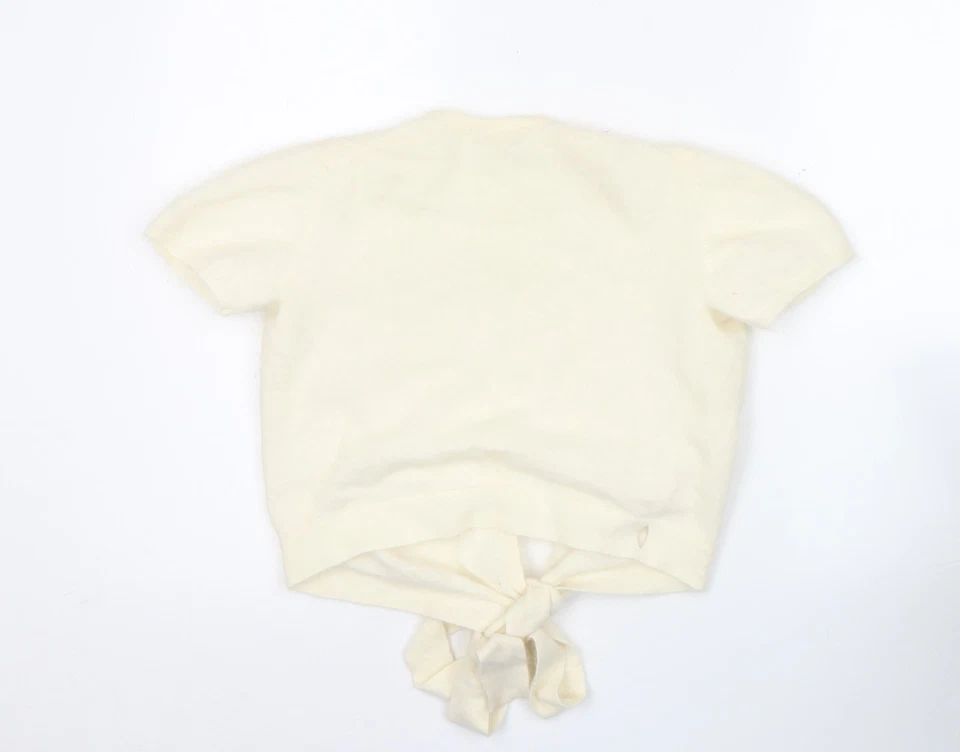 Oasis Women's Ivory Angora Shrug Jumper Size 10 Short Sleeve Knit - Image 3 of 4