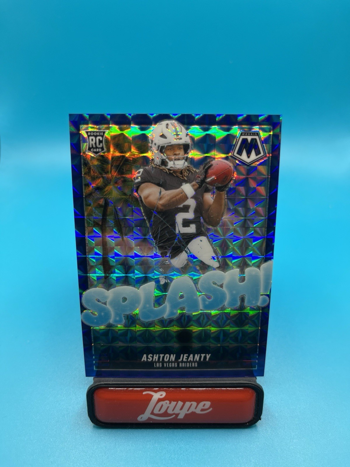 Ashton Jeanty 2025 Panini Mosaic Splash Blue Mosaic RC 26/99 #14 Raiders