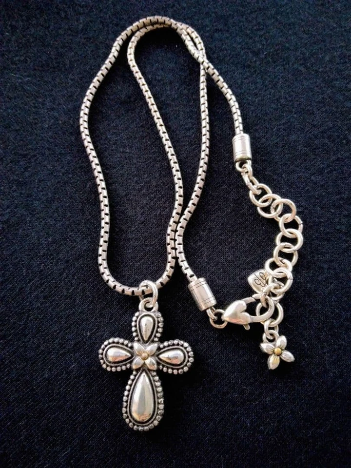 Collier croix réversible en plaqué argent Brighton 47 cm - Photo 1/4