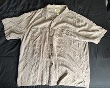 Reyn Spooner Vintage Hawaiian Shirt Brown Pineapple 100 Silk Mens Sz Xl 25x29
