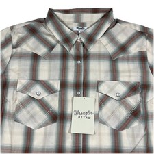 Wrangler Retro Pearl Snap Plaid Western Shirt NWT Mens XL