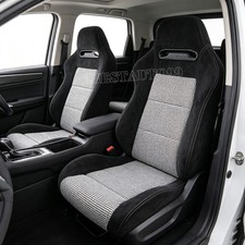 2 Pcs Universal Car Racing Seats Blackwhite Reclinable Bucket Seats With Slider 2 Pcs Universal Car Racing Seats Blackwhite Reclinable Bucket Seats With Slider