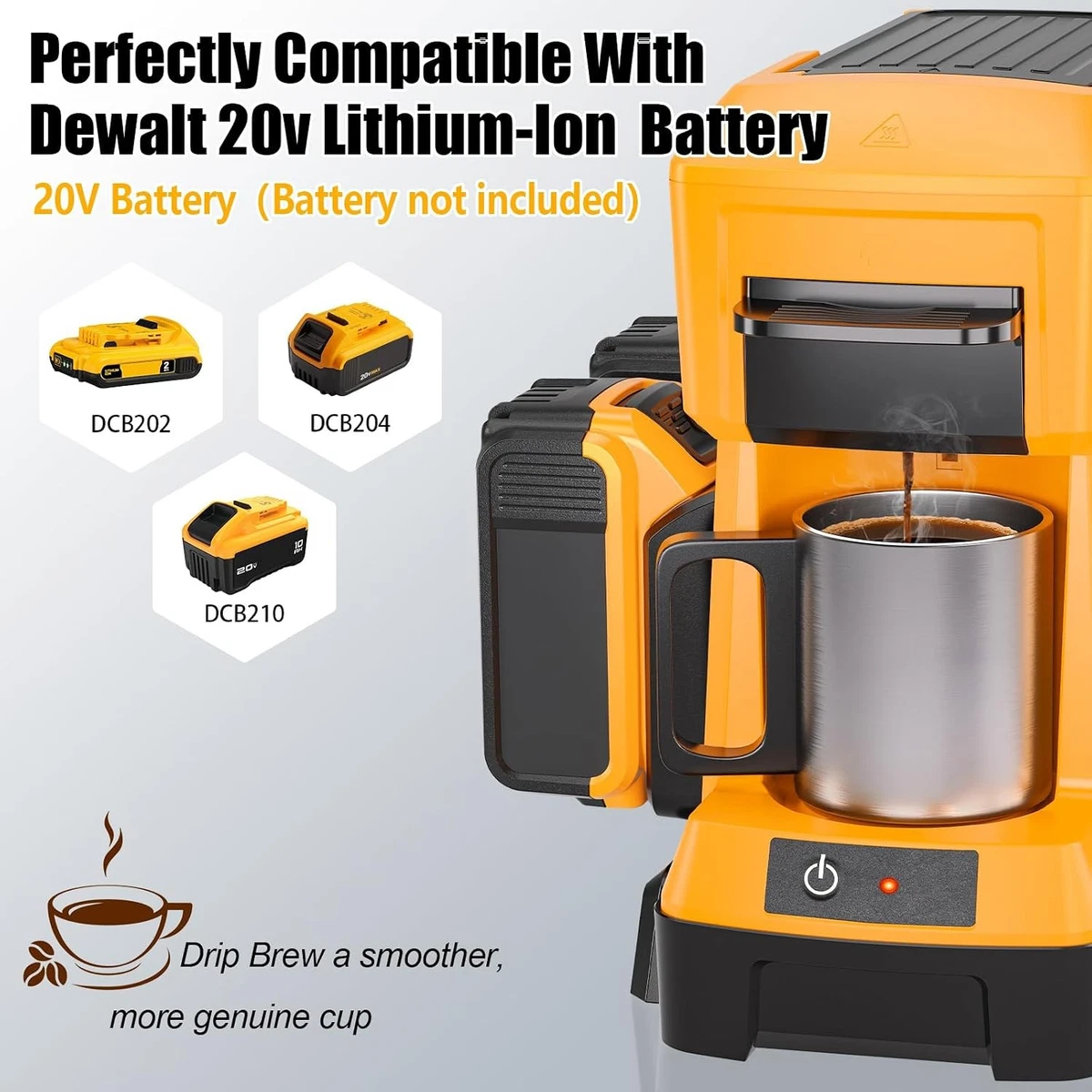 Cafetera inalámbrica para cafetera de goteo a batería Dewalt 20V 18V con molinillo