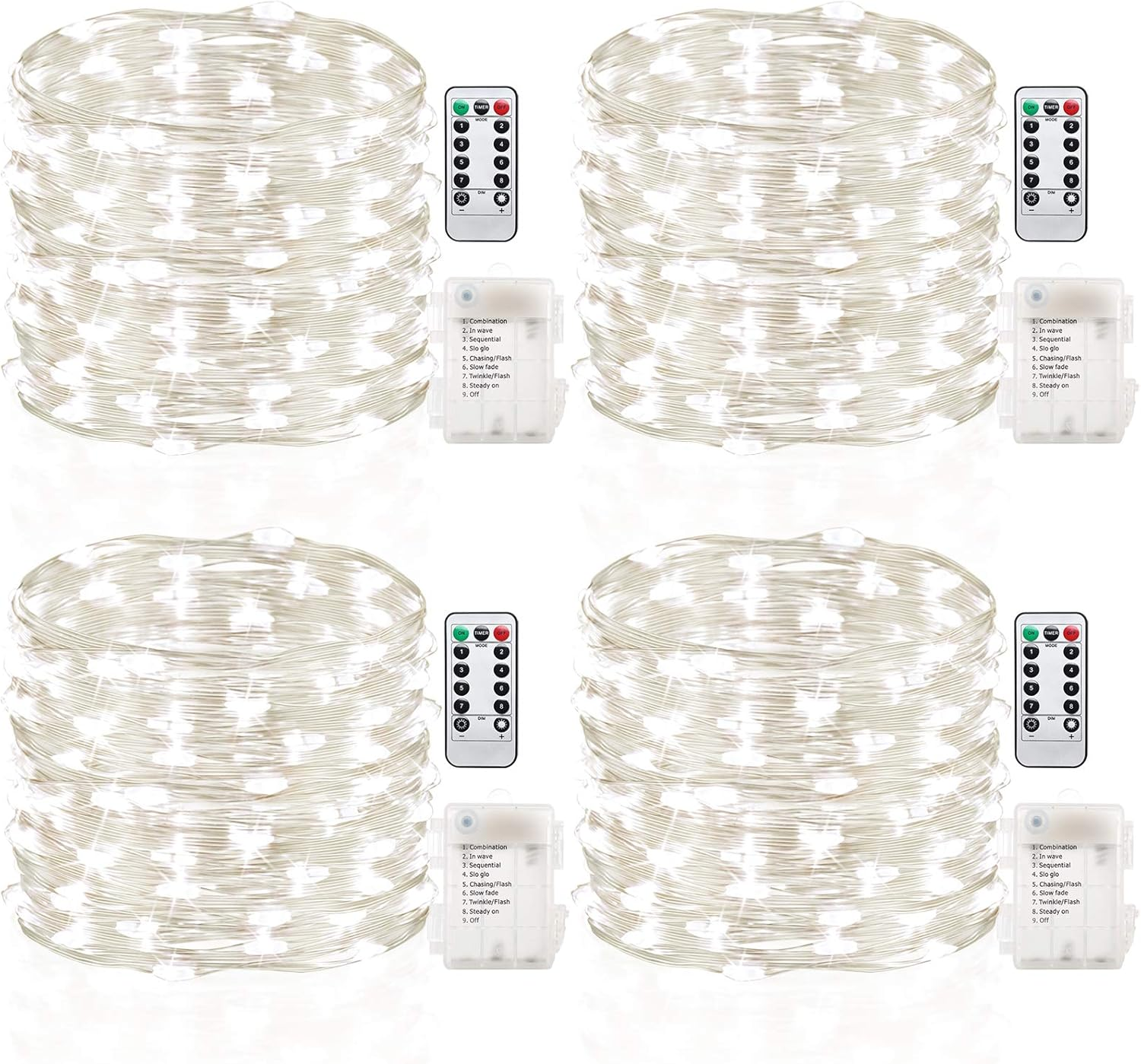 GDEAER 4 Pack 16.4 Ft 50 LED Battery Operated Fairy Lights for Christmas Decor