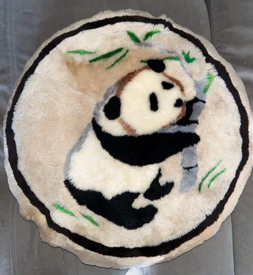 Vintage Panda Bamboo Round Decorative Pillow 19" - Image 4 of 4