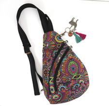 Sakroots Sling Backpack Crossbody On The Go Rainbow Wanderlust  Charms VGUC