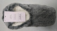 Auden Women's Faux Fur Slipper Socks With Gripper Bottoms Size M/L 8-10 Gray
