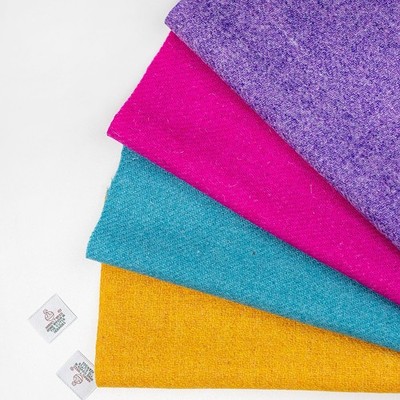 Harris Tweed helle Farben x 4 Stück (je 30 x 25 cm) + Etiketten