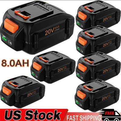 PACK For Worx 20V PowerShare 8.0 Ah Battery WA3575 WA3520 WA3675 WA3674 20 Volt