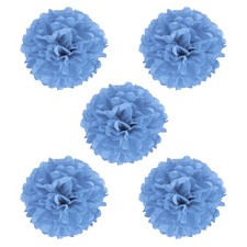 5Pcs 8" Tissue Pom Poms Paper Flowers Ball Party Wedding Decor Lake Blue