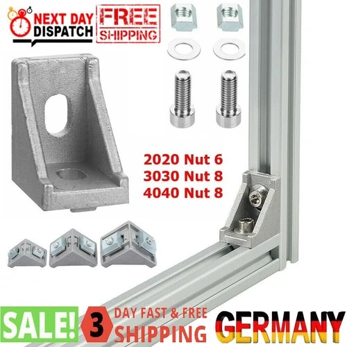 10-80x Eckwinkel 20x20/30x30/40x40 Winkel Nut-6/8 Aluprofil Winkelverbinder Kit