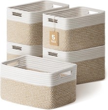 5 Pack Woven Storage Baskets Shelves Decorative Basket Organizer Storage Bins
