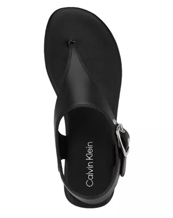 Calvin Klein Moraca Flat Sandals – Women’s Black  Thongs Cognac, Size 9 M - Image 4 of 4