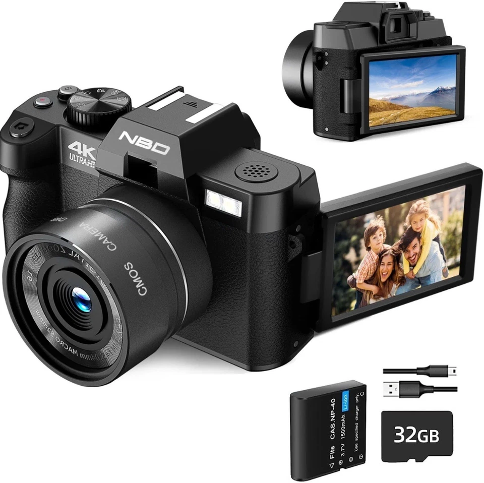 NBD 4K Digital Camera 48MP 16x Anti-Shake with WiFi and Battery 32GB TF Card - Image 3 of 4