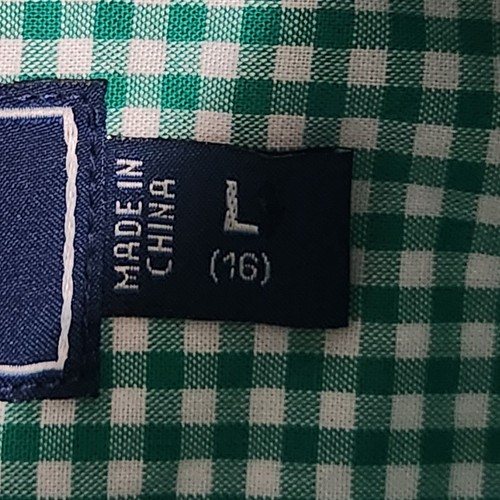 Vineyard Vines Boys Large 16 Green Gingham Check Long Sleeve Whale Shirt Cotton - Picture 3 of 7