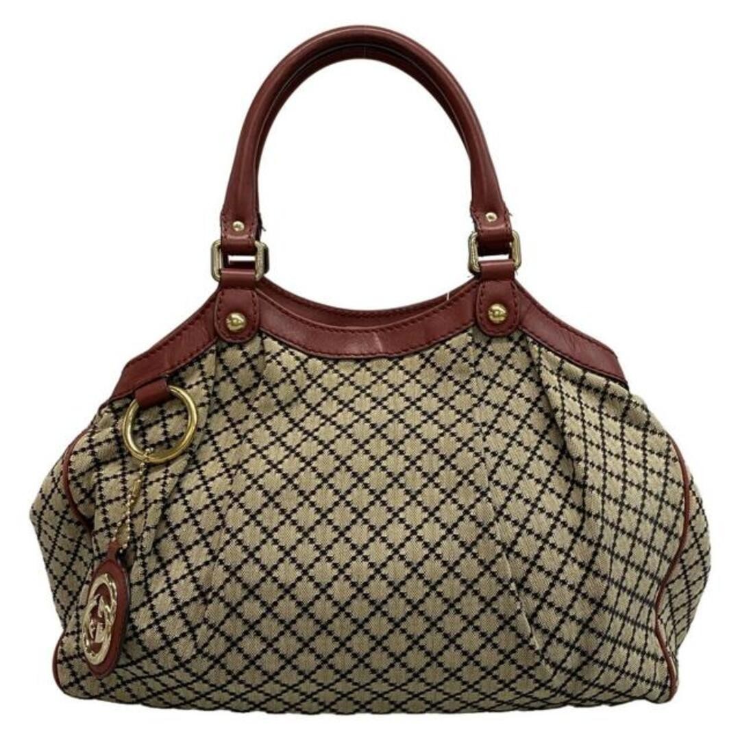 Gucci Sookie Diamante Tote Bag Beige Black Bordeaux Leather Used