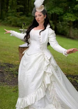 Steampunk Wedding Dress With Jacket Vintage Victorian Bridal Gowns Ruffle Ball