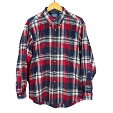 Pendleton Flannel Shirt Mens Large Red Plaid 100 Virgin Wool Button Down USA