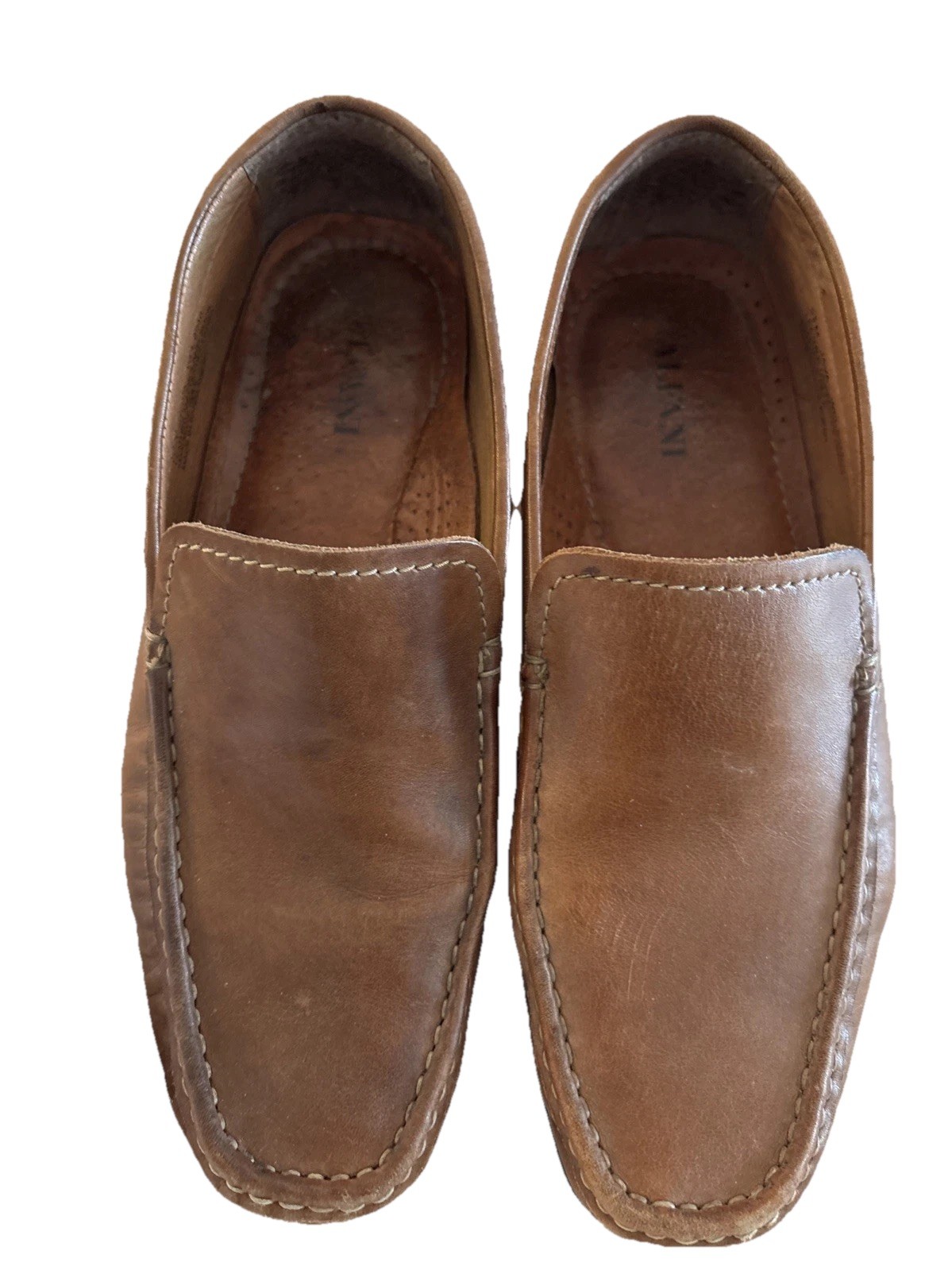 ALFANI Java Driver Loafers Brown Leather Shoes Cl… - image 1