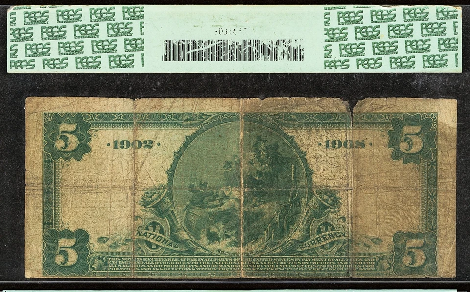 $5 Series 1902 National Banknote from Gastonia, North Carolina PCGS Fine 12 net - Image 2 of 2