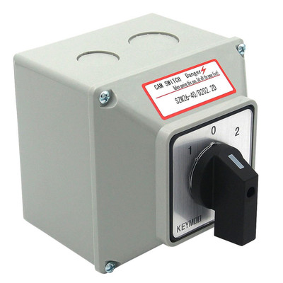 40A Rotary Changeover Switch with Box, 660V 3 Position 2 Phase 8 Terminals, 2-Wa