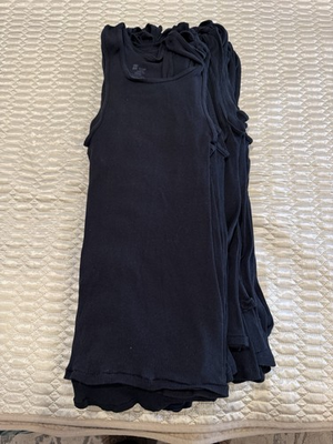 #ad Hanes Classic Ribbed Black Tank Size Medium $2.50