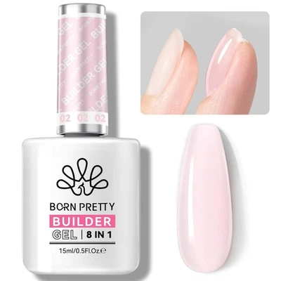 Born Pretty 8-in-1 Builder Gel Clear Milky Rose – Base/Top/Poly Extension