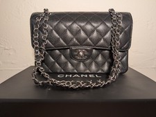 CHANEL Classic Small Double Flap Bag Black Caviar Silver Hardware