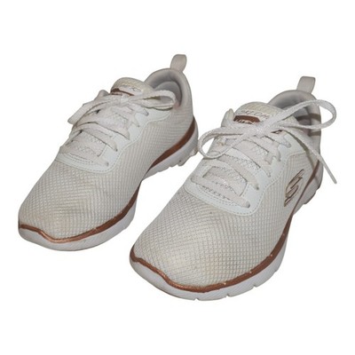 Skechers 36 Damen Sneaker Turnschuhe Sportschuhe Flex Appeal 3.0 Weiss Roségold