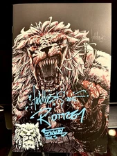 BATTLE BEAST #1 SPOT FOIL - 3x SIGNED & REMARK BY SMUNCHY - with COA NM