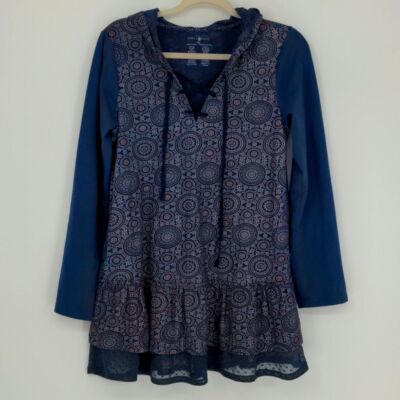 April Cornell Women's Tunic Top Size Extra Extra Small Peplum CottageCore Blue