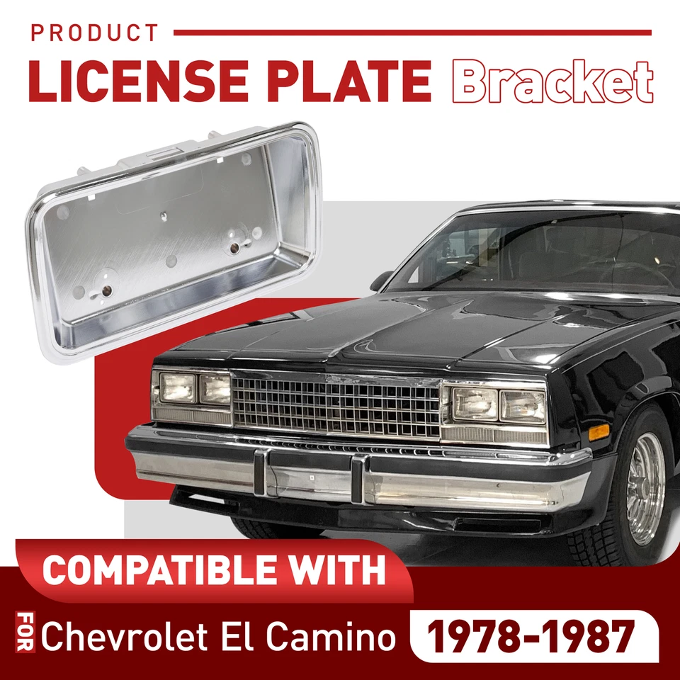 Rear License Plate Tag Bracket Holder Chrome For Chevrolet El Camino 1978-1987 - Image 2 of 4
