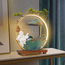 Tabletop Water Fountain, Indoor Water Fountain with LED Light, Rockery Waterfall