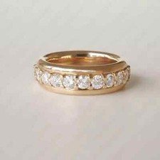 2.45 TCW Round Cut Moissanite Eternity Wedding Band Ring In Solid 9ctYellow Gold