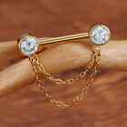 Body Piercing Barbell Nipple Rings 1Ct Round Lab-Created 14K Yellow Gold Plated