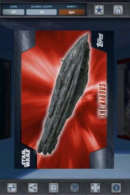 Star Wars Card Trader - Last Jedi Vehicles & Ships Epic Red The Raddus 54cc