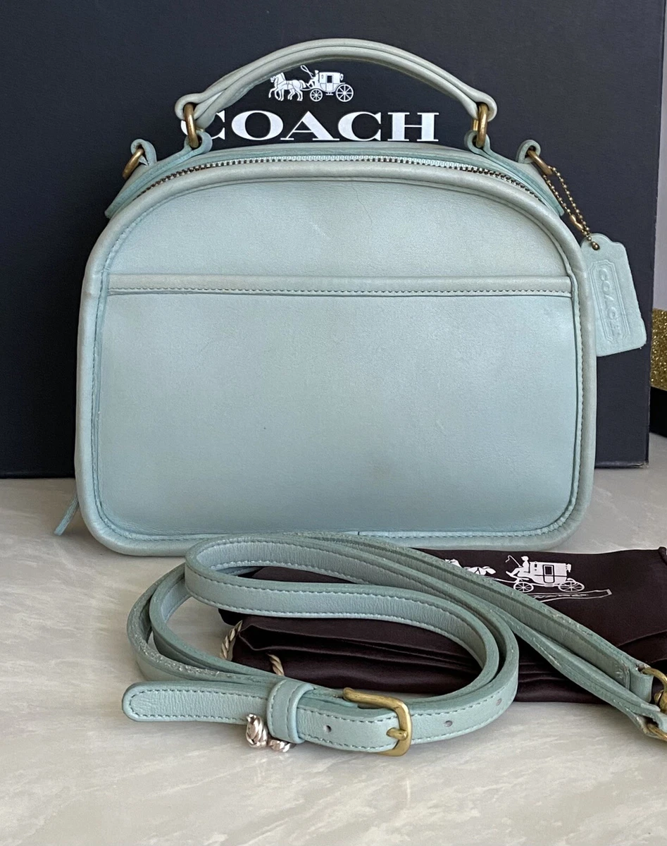 COACH VINTAGE AQUA LEATHER LUNCH BOX BAG CROSSBODY PURSE #9991 USA