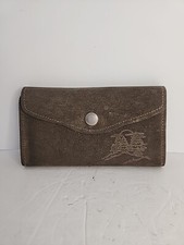 Vintage Brown Suede Leather Wallet Checkbook