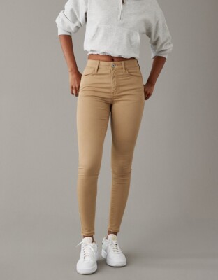 America Eagle Jeggings Size 4 Beige Khakis Back To School