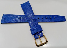 18mm Regular Unisex Genuine Leather Blue Simulated Lizard Grain Watch Band