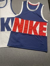 TWO - Nike Dri-Fit Mens White Blue Red Basketball Jersey Tank Tops Size Larger
