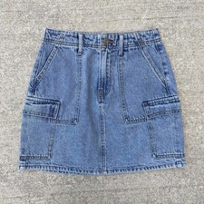PacSun Womens Cargo Pocket High Rise Denim Jean Skirt W 25"