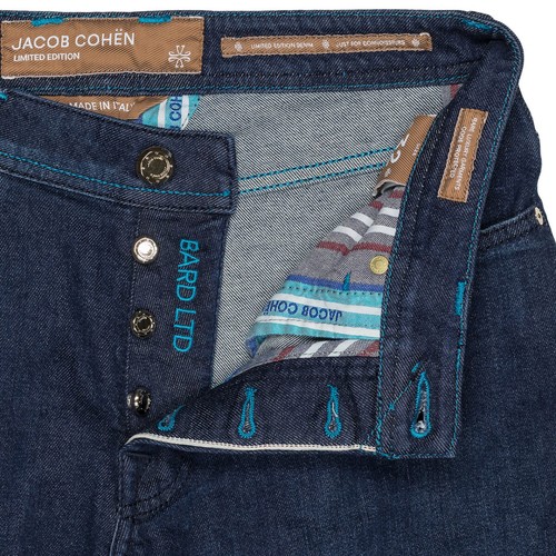 Jacob Cohen Jeans BARD "Limited Edition Denim" in Blau leicht verwaschen Lederpa - Picture 5 of 40