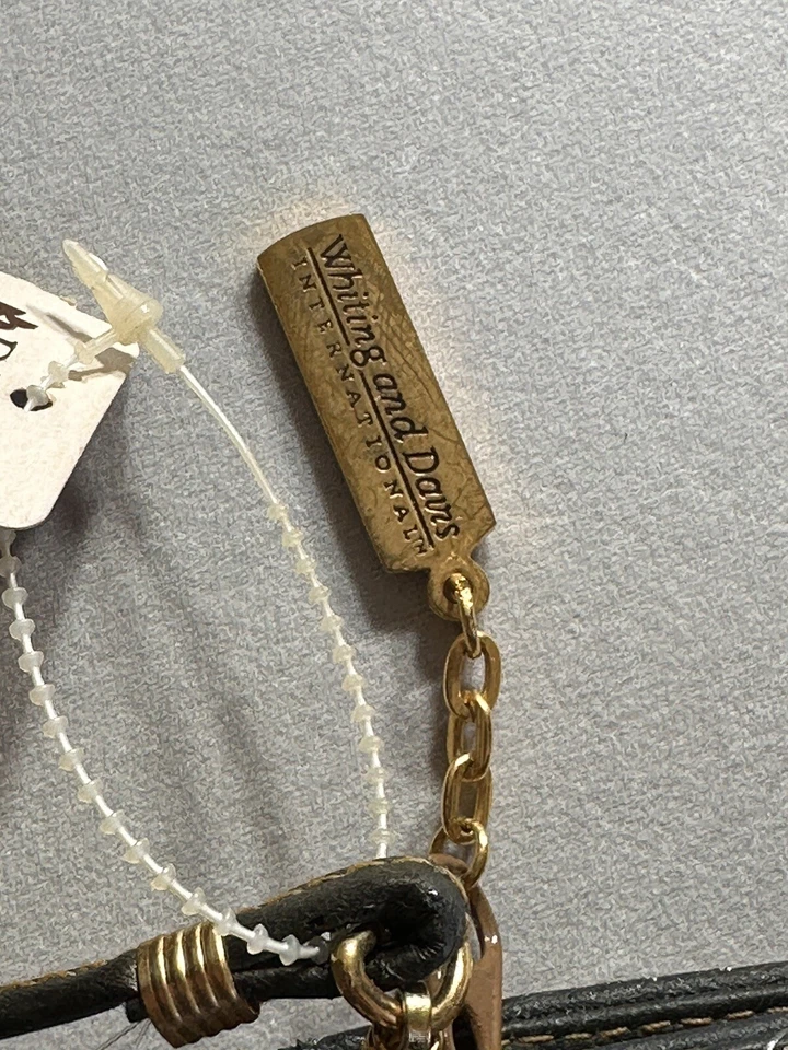 Cartera de golf Whiting & Davis de malla metálica correa de cuero larga vintage nueva con etiqueta Foto 3 de 4