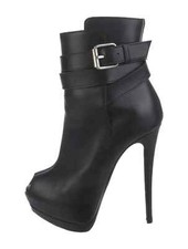 GIUSEPPE ZANOTTI Black Leather Ankle Boots Size 6 IT 36 Good Condition with Box