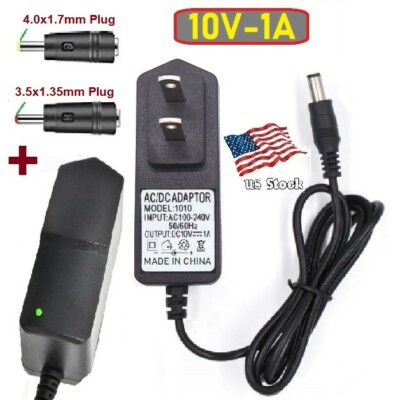 10V 1A AC/DC Adapter Power Supply Charger with 5.5x2.1mm + 2 DC Power Plug Tips