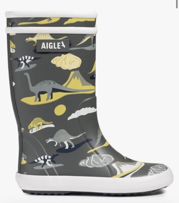Aigle Lolly Pop Play2 Gummistiefel UK Kind Größe 11 EU Größe 29 grau/dinosaurier #967