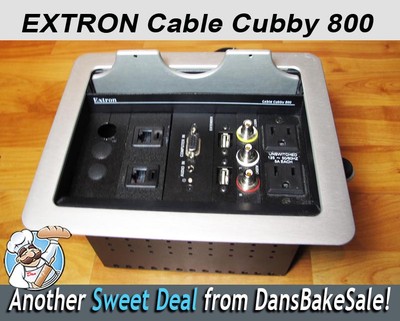 Extron Aluminum 800 Cable Cubby Flush Mount with A/V RCA, USB, Ethernet & Power
